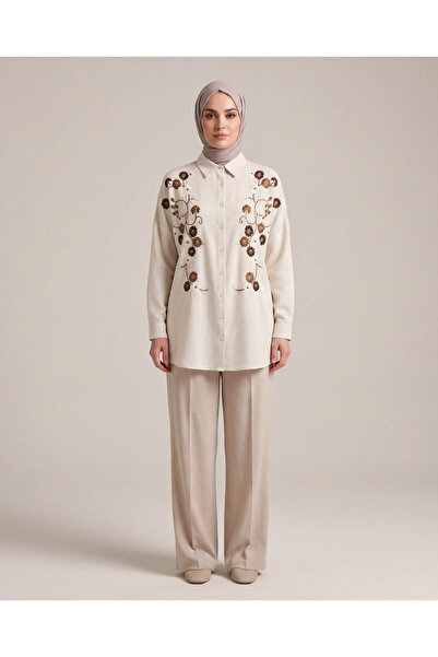 BURRASCA Embroidered Oversized Linen Shirt