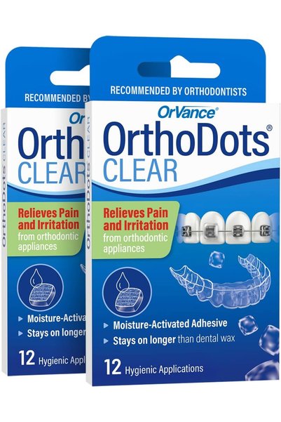 ORVANCE OrthoDots CLEAR Wax Alternative, Sticks Better Than Dental Wax 2pk (2...