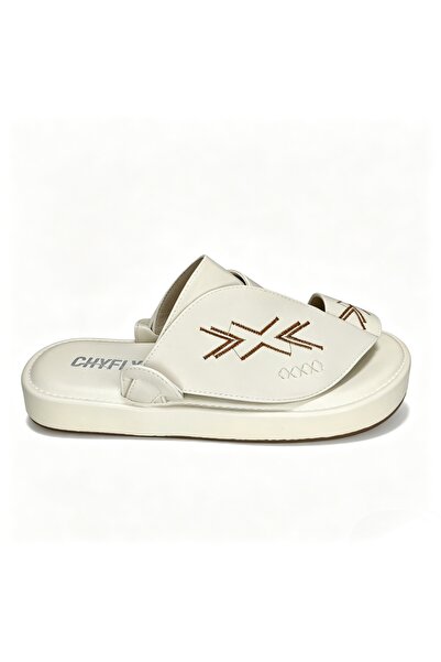 WUXIAO MALL Men Arabic Style Embroidered Toe‑Loop Slide Sandals, Platform PU ...