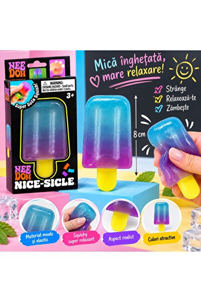 SHOP LIKE A PRO Jucărie Antistres Squishy Înghețată pe Băț, 8 cm, Moale și El...