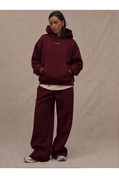 macklin Unisex Women's and Men's Minimal Printed Oversize 3 Thread Hooded Swe...