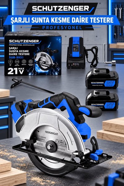 SCHUTZENGER 2 AKÜLÜ ŞARJLI 185mm SUNTA KESME DAİRE TESTERE MAKİNESİ PROFESYON...
