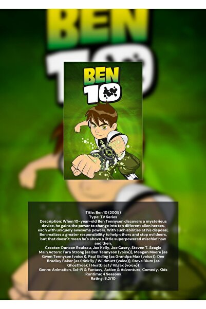 OEM Poster Infografic Ben 10, Design Colectionar, Carton Premium 250g, Format A4