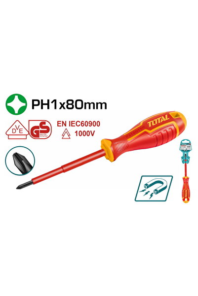 TOTAL Μαγνητικό Κατσαβίδι Φίλιπς 1000V PH1 X 80 (THTISPH180)