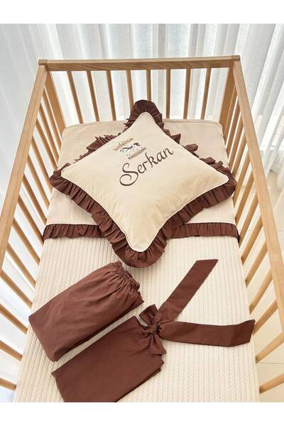 GAYE EV TEKSTİLİ Embroidered Crib-Park Bed Baby Pique Set 100% Cotton