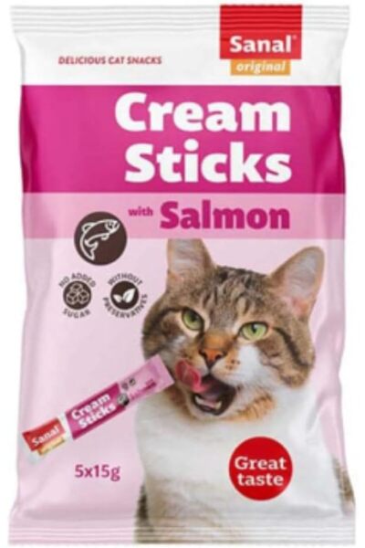 Sanal Cat Treats Cream Sticks 5x15g - Salmon