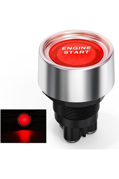 X SPRING Push Start Ignition Switch, Waterproof Button, Red LED Backlight Eng...