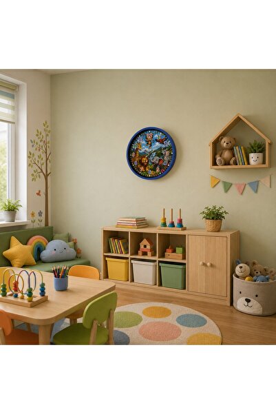 TakÇalıştır Orman Macerası 36 x 36 Cm Mi Çocuk Duvar Saati