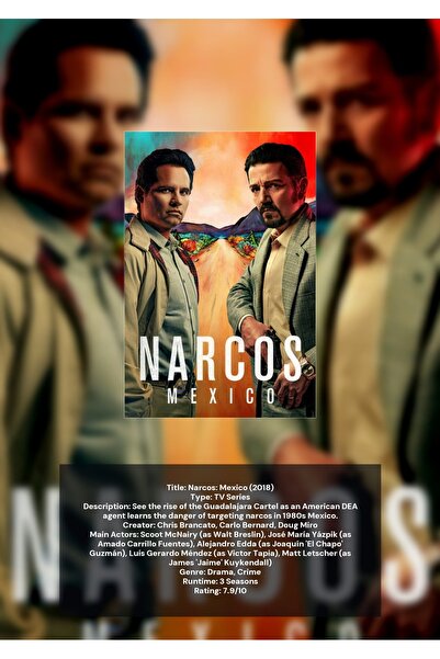 OEM Poster Infografic Narcos: Mexic, Serial Drama Crima, Carton 250g, A4