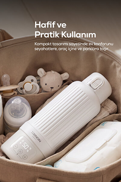 Xenon Smart Taşınabilir Su Isıtıcı | Modüler Bataryalı, 500 ml, Paslanmaz Çelik, Sıcaklık Ayarlı, Mama ve Süt Isıtıcı (X1004)