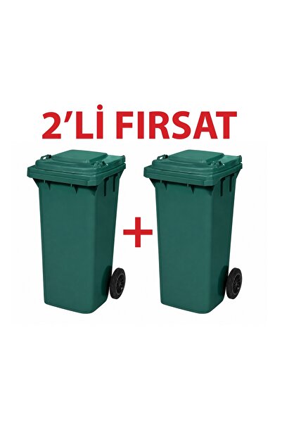 NEMKAR 120 Litre Yeşil Plastik Çöp Konteyneri 1 Alana 1 Hediye Fırsat