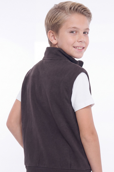panios kids Erkek Çocuk 3 İplik Dik Yaka Fermuarlı Çift Cepli Yelek
