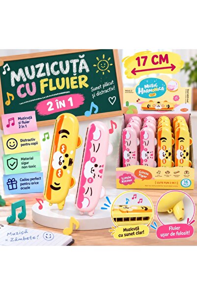 SHOP LIKE A PRO Muzicuță cu Fluier 2 în 1, Jucărie Muzicală pentru Copii, 17 ...