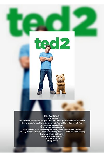 OEM Αφίσα Ινφογραφικό Ted 2, Κωμωδία Ursulet Plus, Χαρτόνι Premium 250γρ, A4