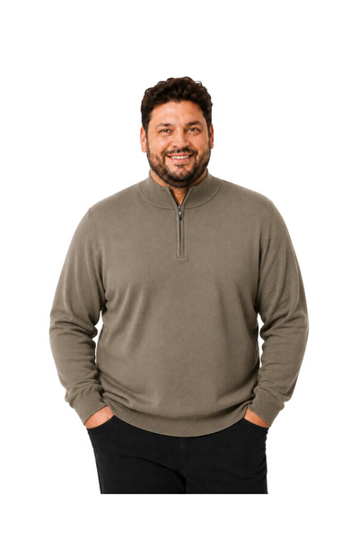 BattalModa سترة قطنية للرجال مقاس كبير بياقة عالية وسحّاب أمامي 3XL-4XL-5XL-6XL