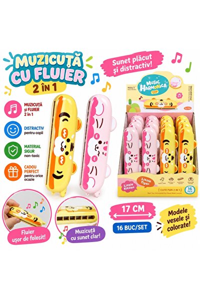 SHOP LIKE A PRO Muzicuță cu Fluier 2 în 1, Jucărie Muzicală pentru Copii, 17 ...
