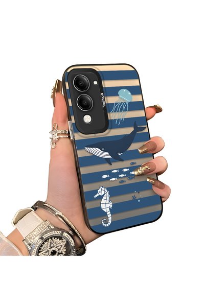 ucuc حافظة متوافقة مع Vivo Y19S GT بتصميم حيوانات بحرية وحصان البحر والحوت، غ...