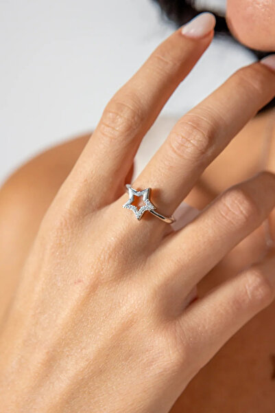 Peach Jewelry Δαχτυλίδι Laura από Ασήμι 925, ροδιωμένο, με αστέρι και ζιργκόν.