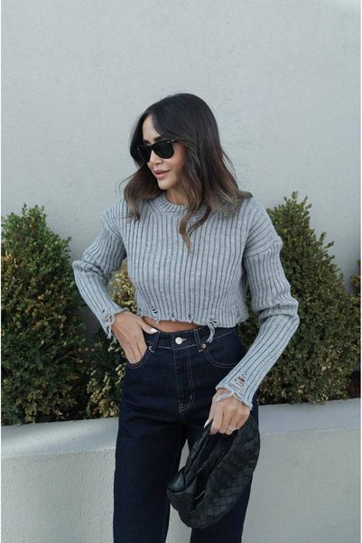 VIORA FASHION Ripped Knitwear Sweater