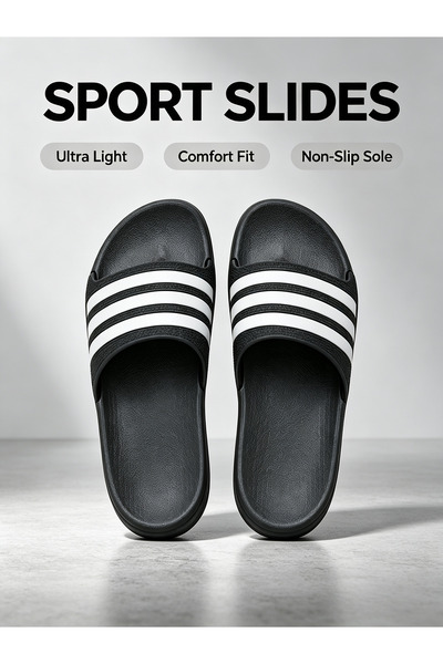Generic Brand Men Striped Sport Slide Slippers Single Band Soft EVA Lightweig...