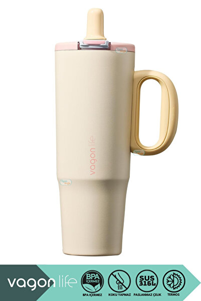 Vagonlife 1200ml Mug Serisi Mat Gövdeli Kaymaz Tabanlı Pipetli/Pipetsiz Kulla...