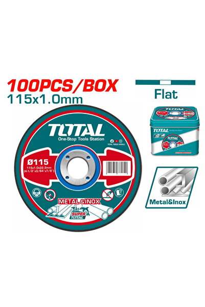 TOTAL INOX - Δίσκοι κοπής μετάλλου 115 X 1mm 100 τεμάχια σε μεταλλικό κουτί (...