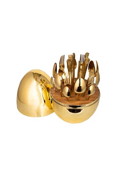 odjas Set tacamuri 24 piese, E EFRALL inox, cu suport in forma de ou, auriu