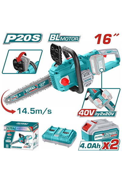 TOTAL Σετ Αλυσοπρίονου Ιόντων Λιθίου 40V / 4Ah με 2 Μπαταρίες (TGSLI401682)