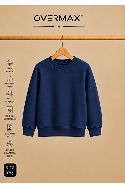 OVERMAX Çocuk Bisiklet Yaka Basic Sweatshirt - 3-12 Yaş