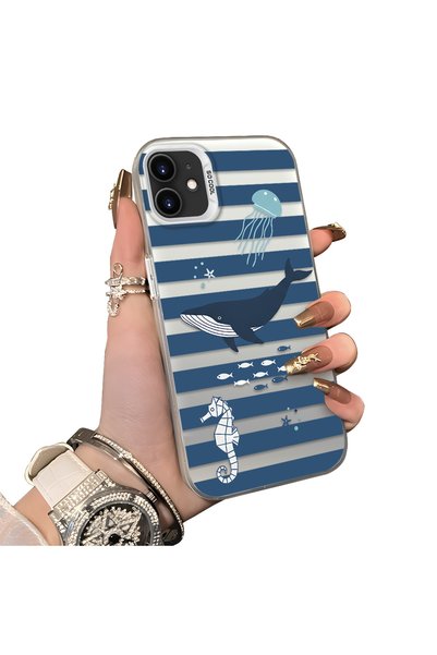 ucuc حافظة متوافقة مع هاتف iPhone 11 بتصميم مخلوقات البحر وحصان البحر والحوت،...