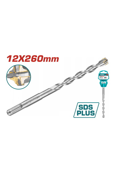 TOTAL Διαμαντοτρύπανο SDS-PLUS Τετρακοπτόμενο S4L 12 X 260mm (TAC311203C)