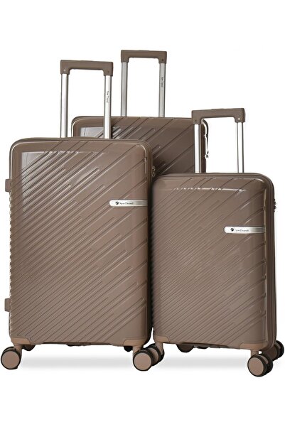 New Travel Set of 3 Rolling Trolley Bags, Hard Case PP Luggage with 4 Double ...