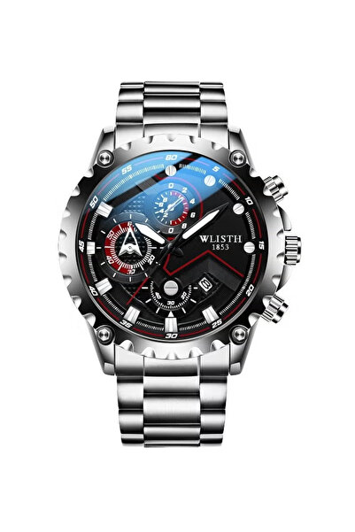 WLISTH Men Steel Band Sports Watches Fashion Quartz Wristwatch Business Wrist...