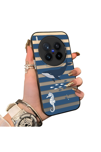 ucuc حافظة متوافقة مع Vivo X300 Pro بتصميم حيوانات بحرية وحصان البحر والحوت، ...