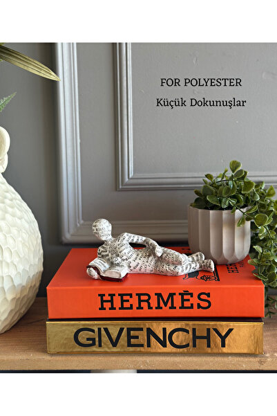 FOR POLYESTER Küçük Dokunuşlar Dekoratif Kitaplı Soyut Insan Biblo/dekor/heyk...