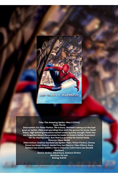 OEM Poster Infografic The Amazing Spider-Man 2, Film cu supereroi, Carton 250...