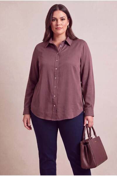 RMG Tensel Plus Size Shirt Coffee