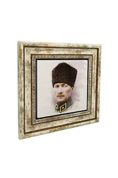 Sadrazam Ataturk Printed Natural Stone Painting 25X25 Krt-103