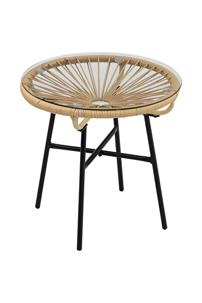 Generic Brand Masă de grădină în stil boho, sticlă securizată, 50 cm x 50 cm ...