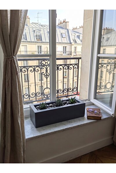 Krb Ahsap Pencere Önü ve Fransız Balkon İçin Sukulent Aranjmanı Modern Antras...