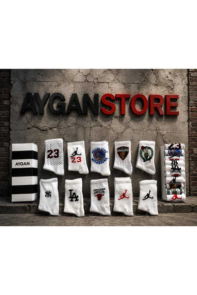 AyganStore 10 ÇİFT ÖZEL KUTULU BEYAZ KOLEJ SPOR TENİS ÇORAP KOMBİNLERİ 10 ADET
