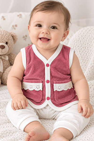Pino Baby Velvet Lace Pocket Vest 3296