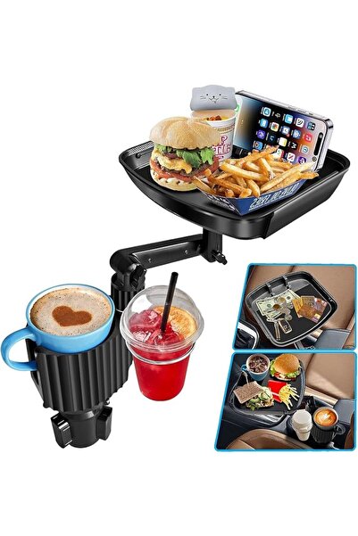 Arabest Car Cup Holder Expander with Tray, Multifunctional Car Food Tray Tabl...
