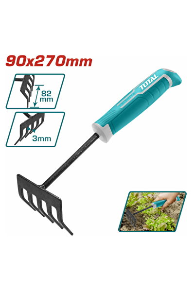 TOTAL Μεταλλική τσουγκράνα μίνι κήπου 270mm (THFTR1008)