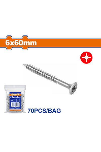 WADFOW Βίδα για μοριοσανίδα γαλβανισμένη 6 x 60mm 70 τεμάχια (WXS596A11)