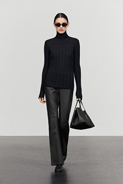 Massimo Dutti Napa deri İspanyol paça tayt
