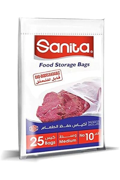 Sanita Club أكياس تخزين الطعام سانيتا، 10، 25 كيس، قابلة للتحلل الحيوي من أوك...