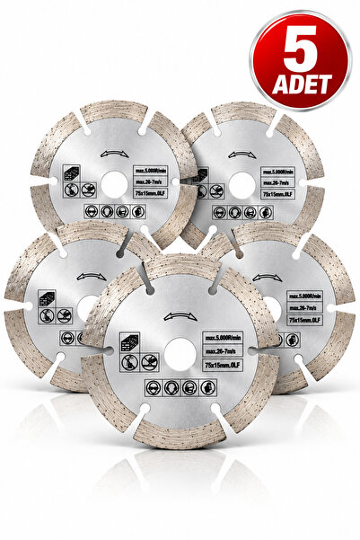 DynamicTech Granit Mermer Kesme Diski 75 mm Elmas Segmentli Doğal Taş Kesim 5'li Set 1,5 mm Profesyonel