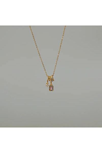 Peach Jewelry Μενταγιόν Κυκλική Σύνθεση Με Γαλάζιες Λεπτομέρειες, Ορθογώνιο Ρ...