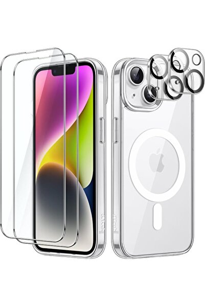 JETech 5 in 1 Magnetic Case for iPhone 14, Clear